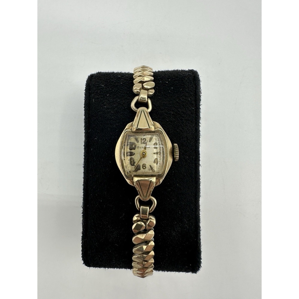 1954 Bulova L4 Womens Mechanical Watch Gold Tone Gemex Bracelet Parts Repair